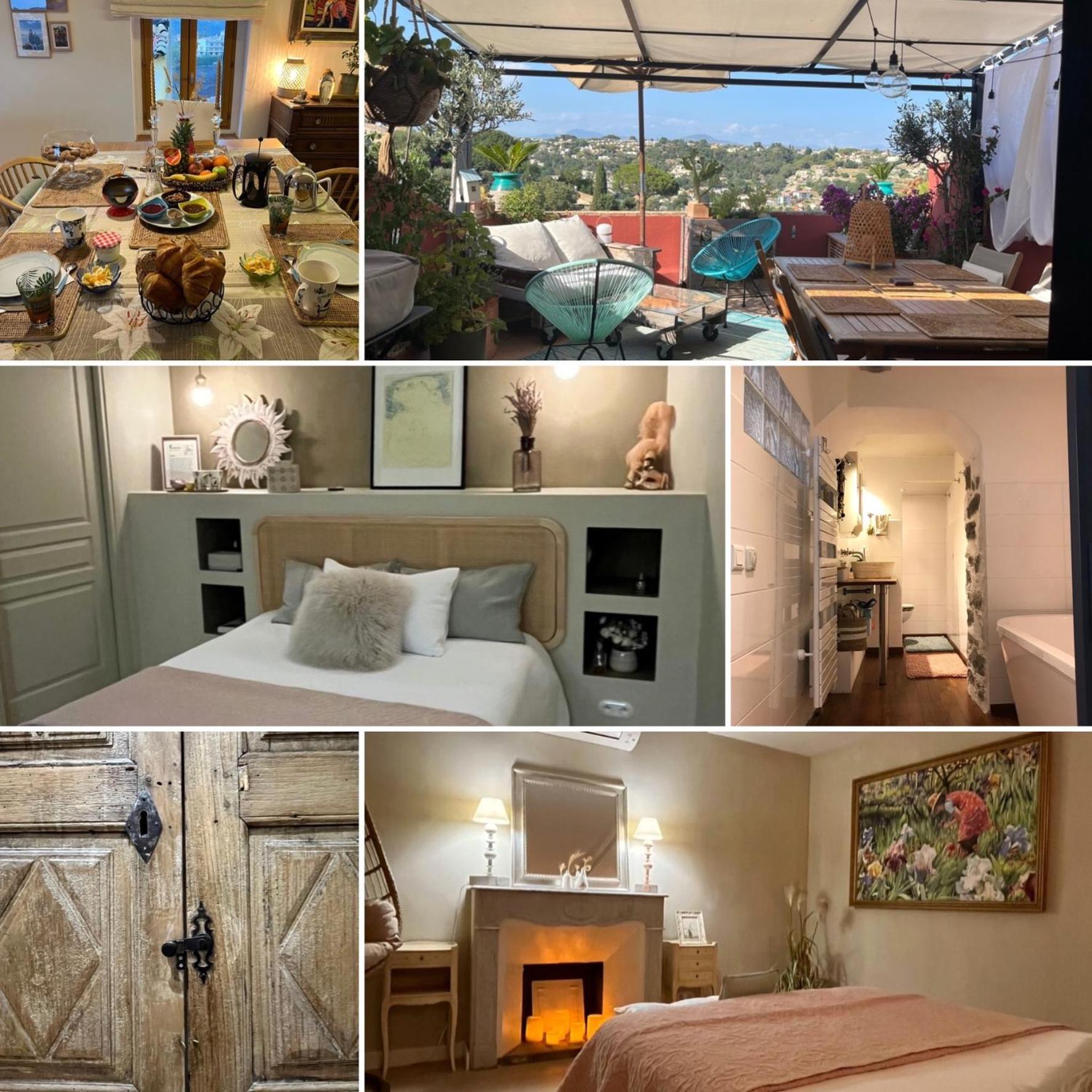 شقة Bed & Breakfast Les Hauts De Cagnes Vue Mer Et Montagne المظهر الخارجي الصورة